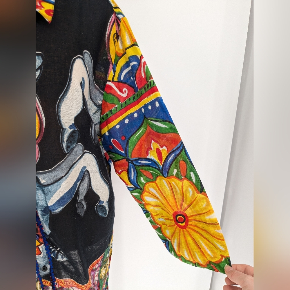 Antica Sartoria by Giacomo Button Down Collared Shirt Art To Wear Colorful Sz XL - Picture 10 of 16